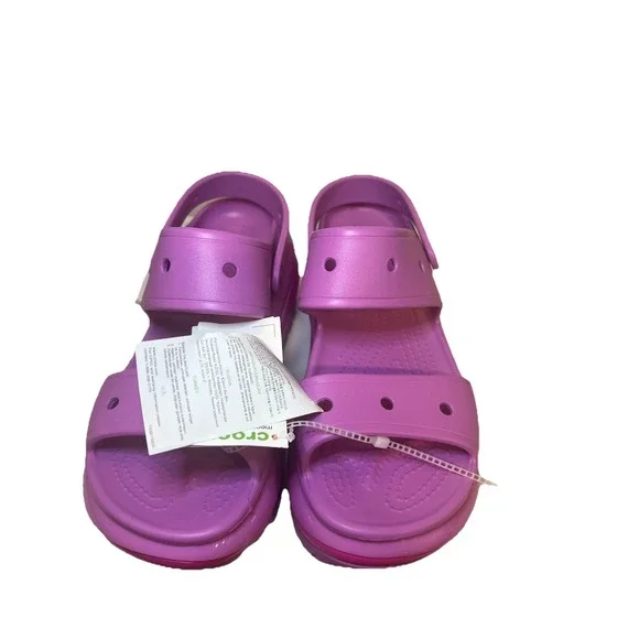 Crocs Classic Mega Crush Sandal Womens 11 Men's 9 Juice Pink 207989-6WQ Platform - Picture 6 of 9